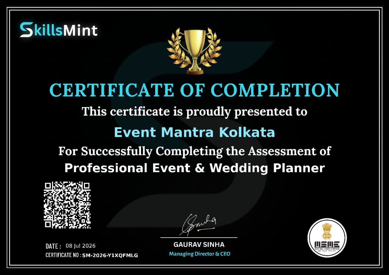 Certificate of Completion — Professional Event & Wedding Planner